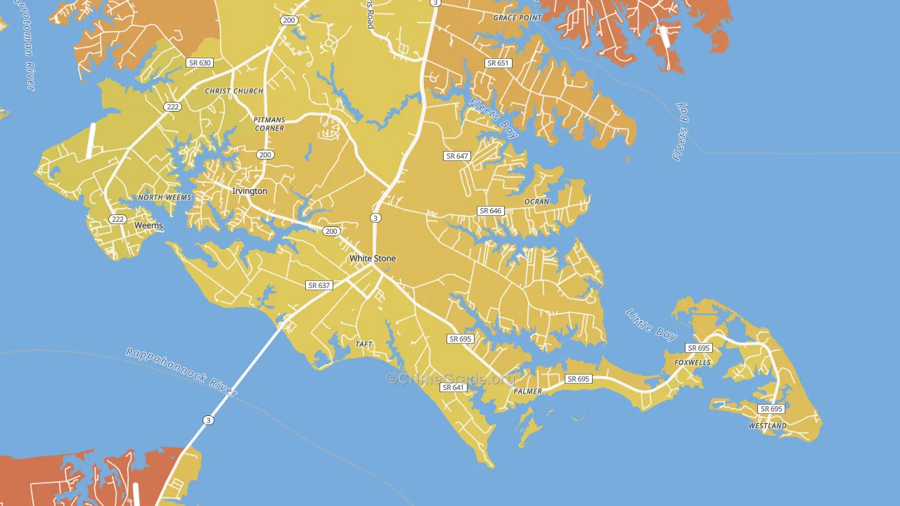 White Stone, VA Map of Vandalism Rates