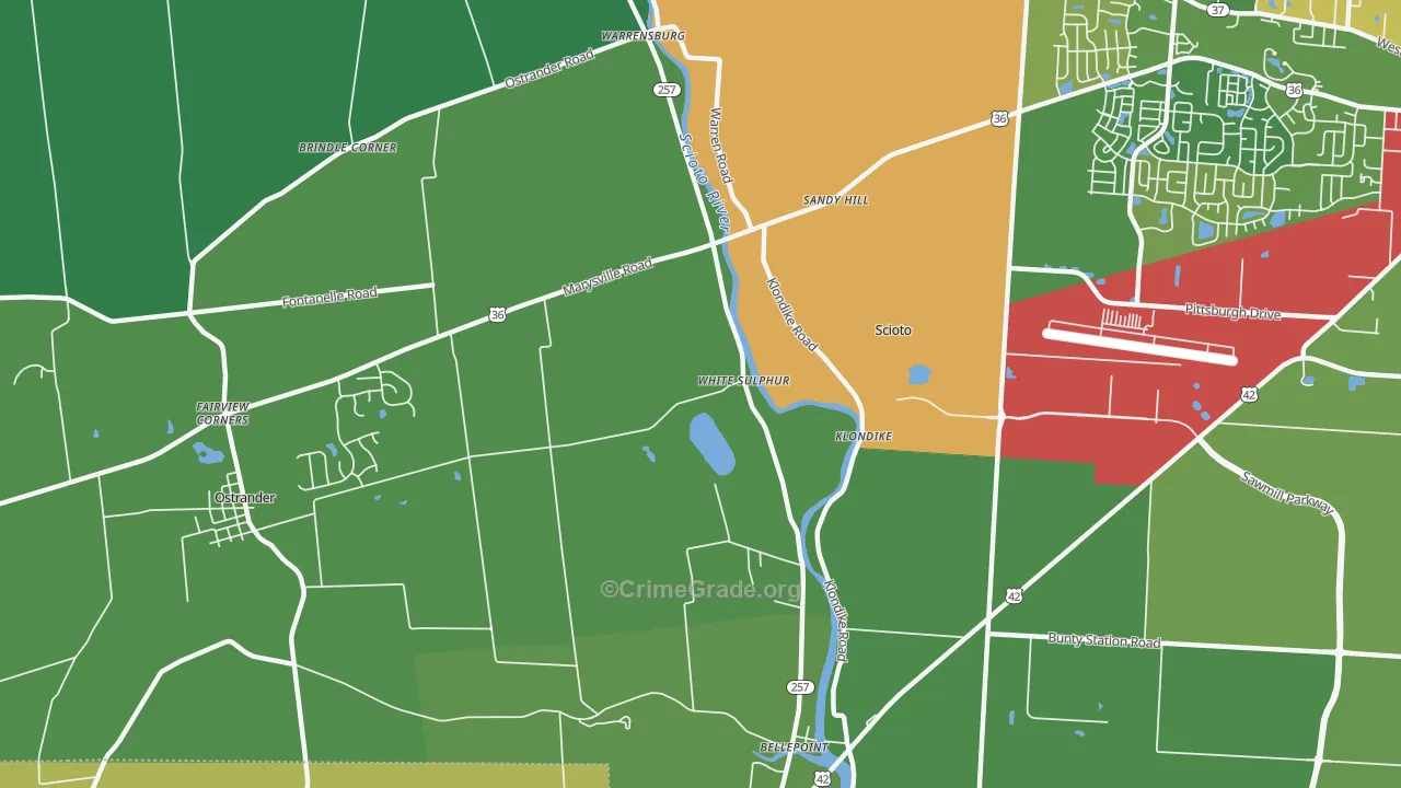 White Sulphur, OH Map of Vandalism Rates