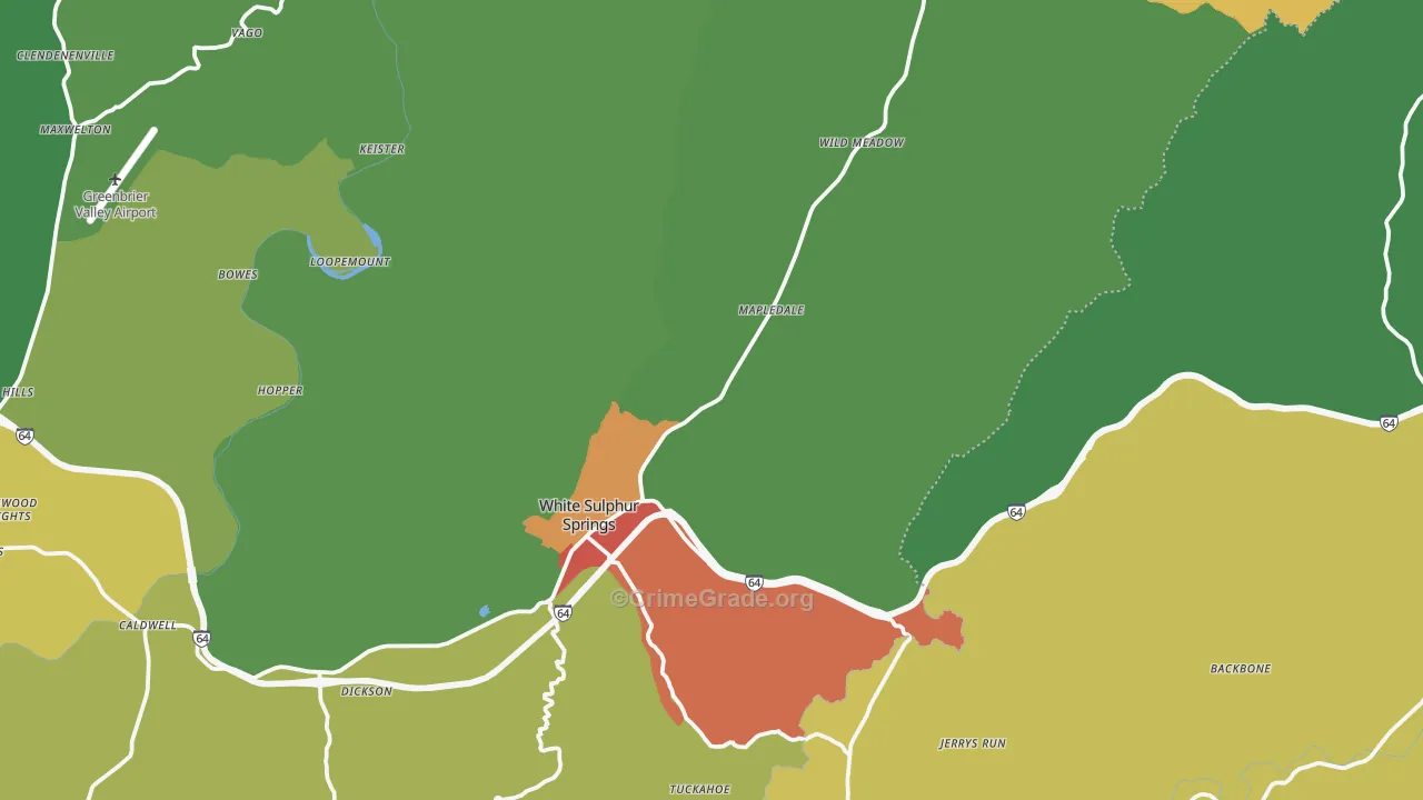 White Sulphur Springs, WV Map of Vandalism Rates