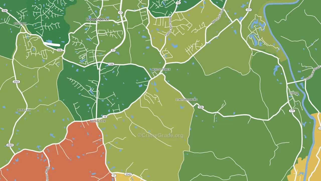 White Tower, KY Map of Vandalism Rates