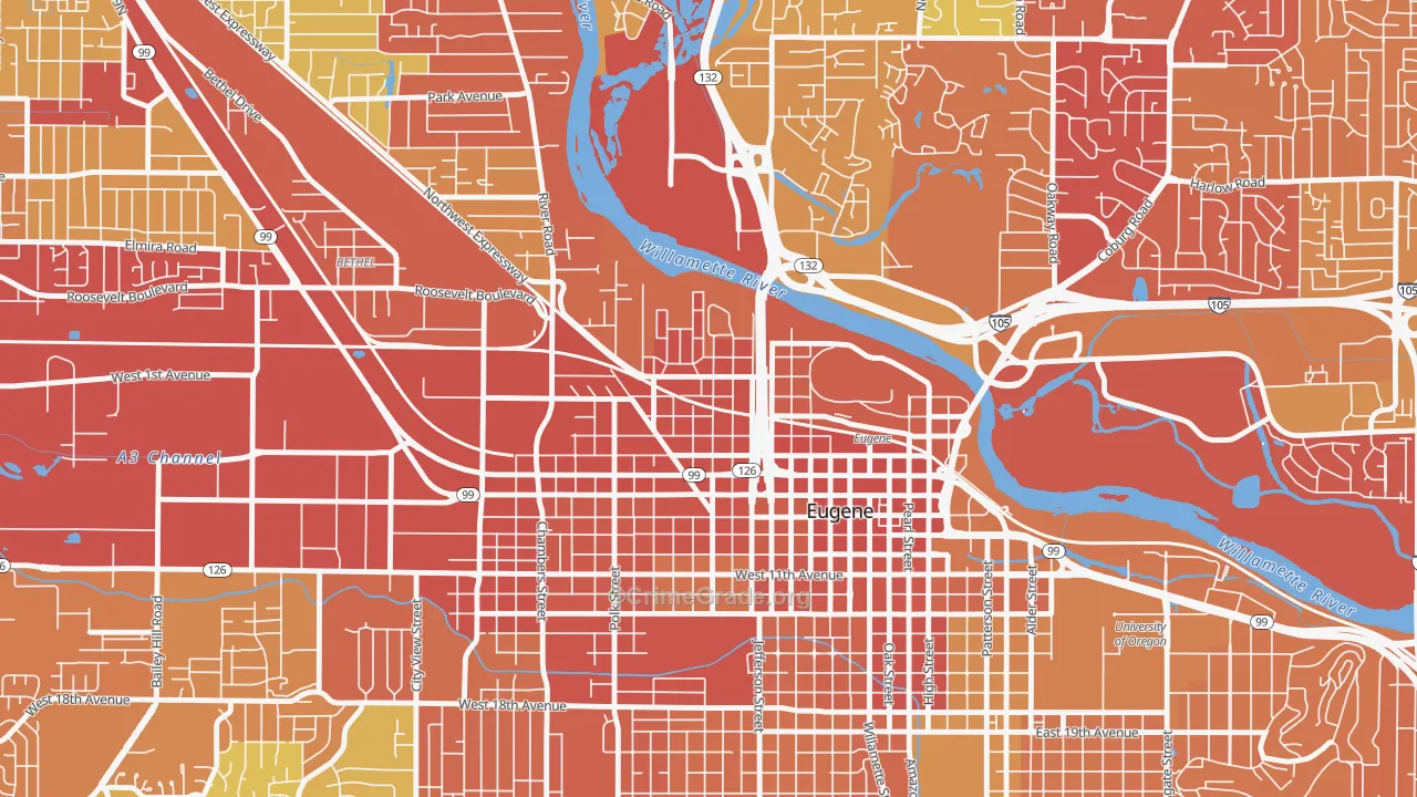 Whiteaker, Eugene, OR Map of Vandalism Rates