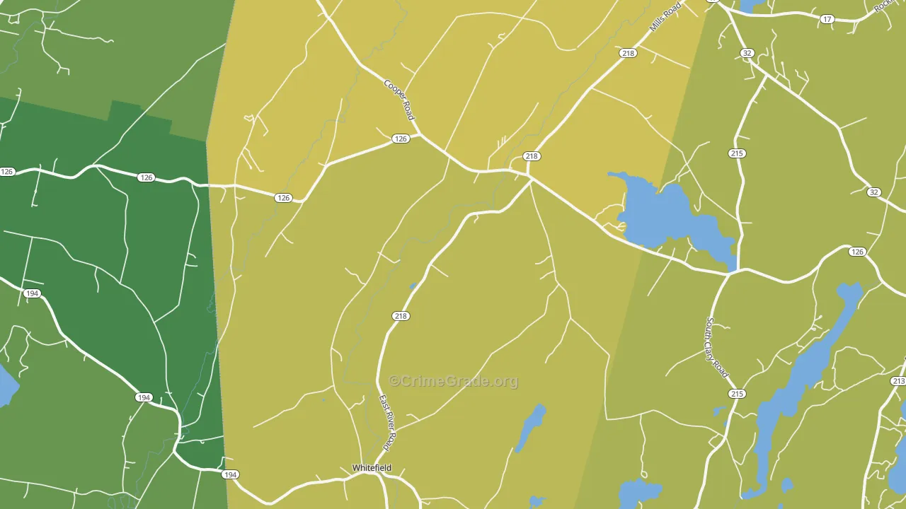 Whitefield, ME Map of Vandalism Rates