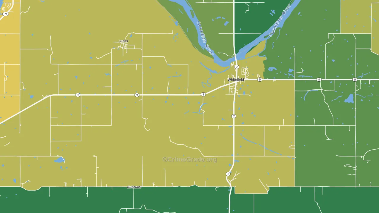 Whitefield, OK Map of Vandalism Rates