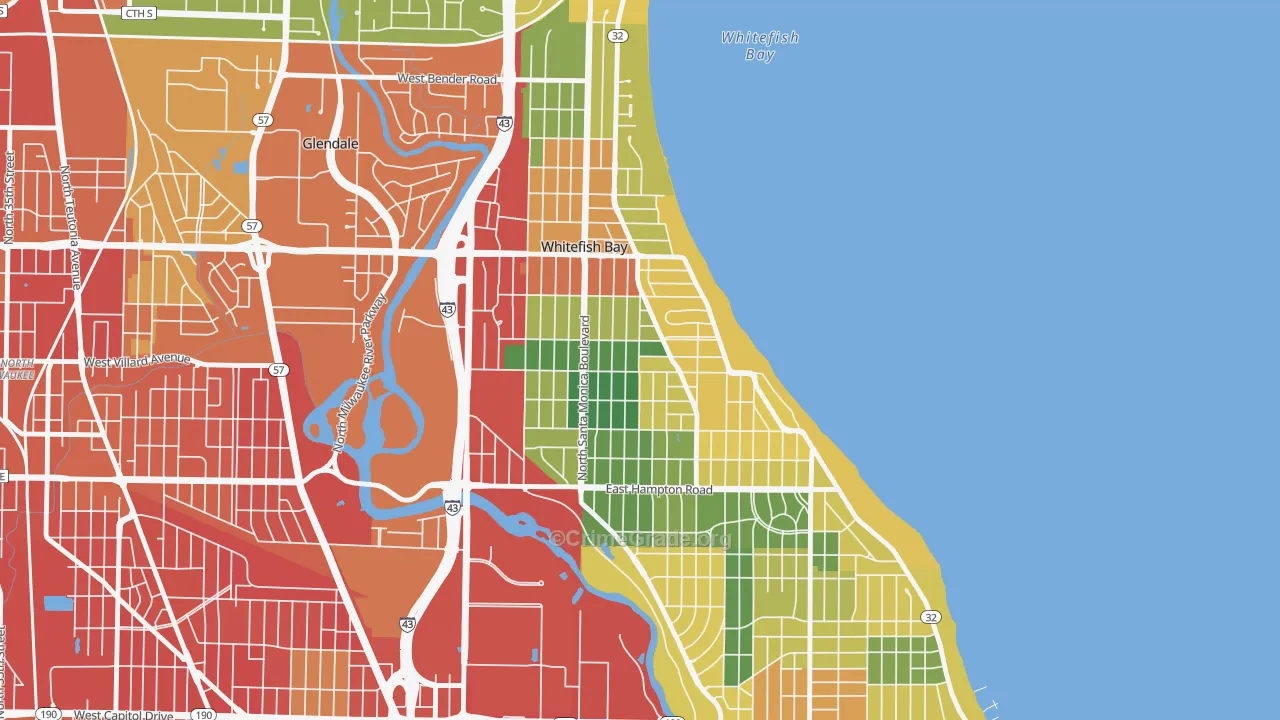 Whitefish Bay, WI Map of Vandalism Rates
