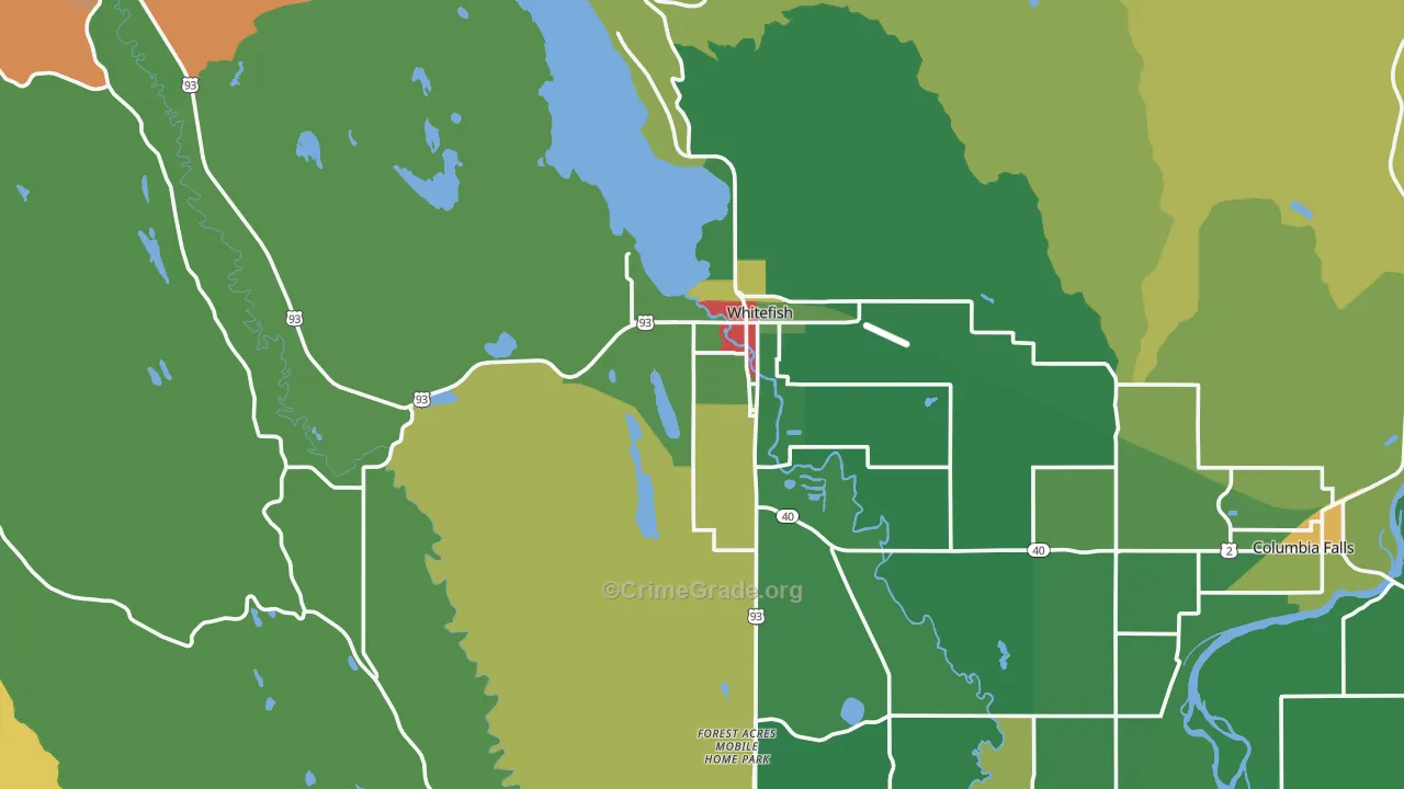 Whitefish, MT Map of Vandalism Rates