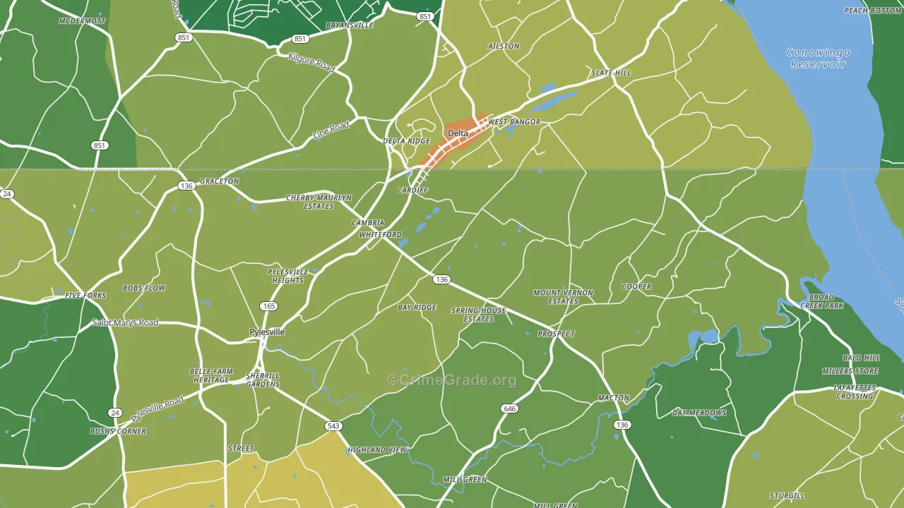 Whiteford, MD Map of Vandalism Rates