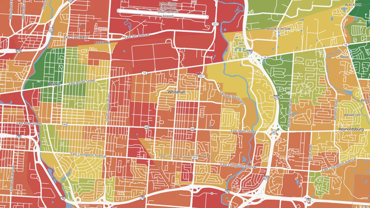 Whitehall, OH Map of Vandalism Rates