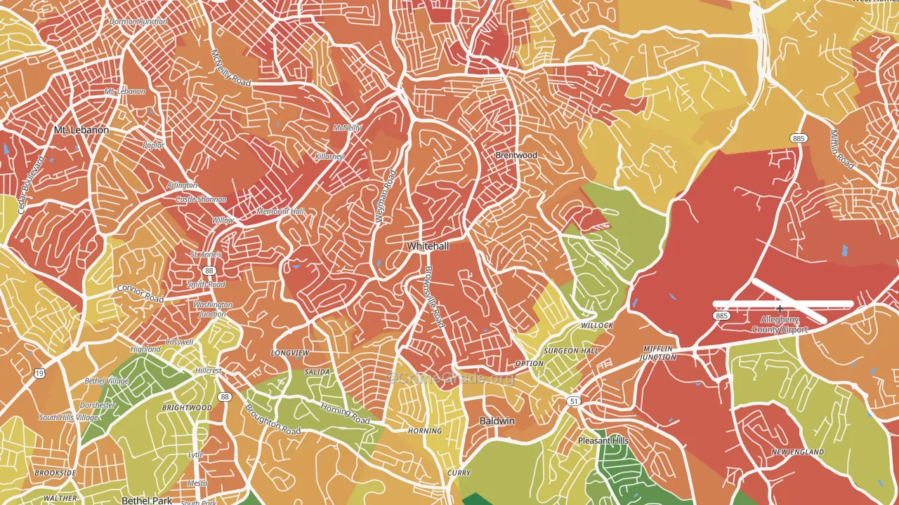 whitehall, Pittsburgh, PA Map of Vandalism Rates