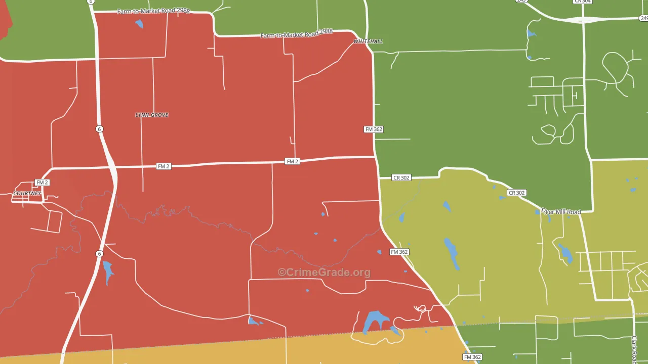 Whitehall, TX Map of Vandalism Rates