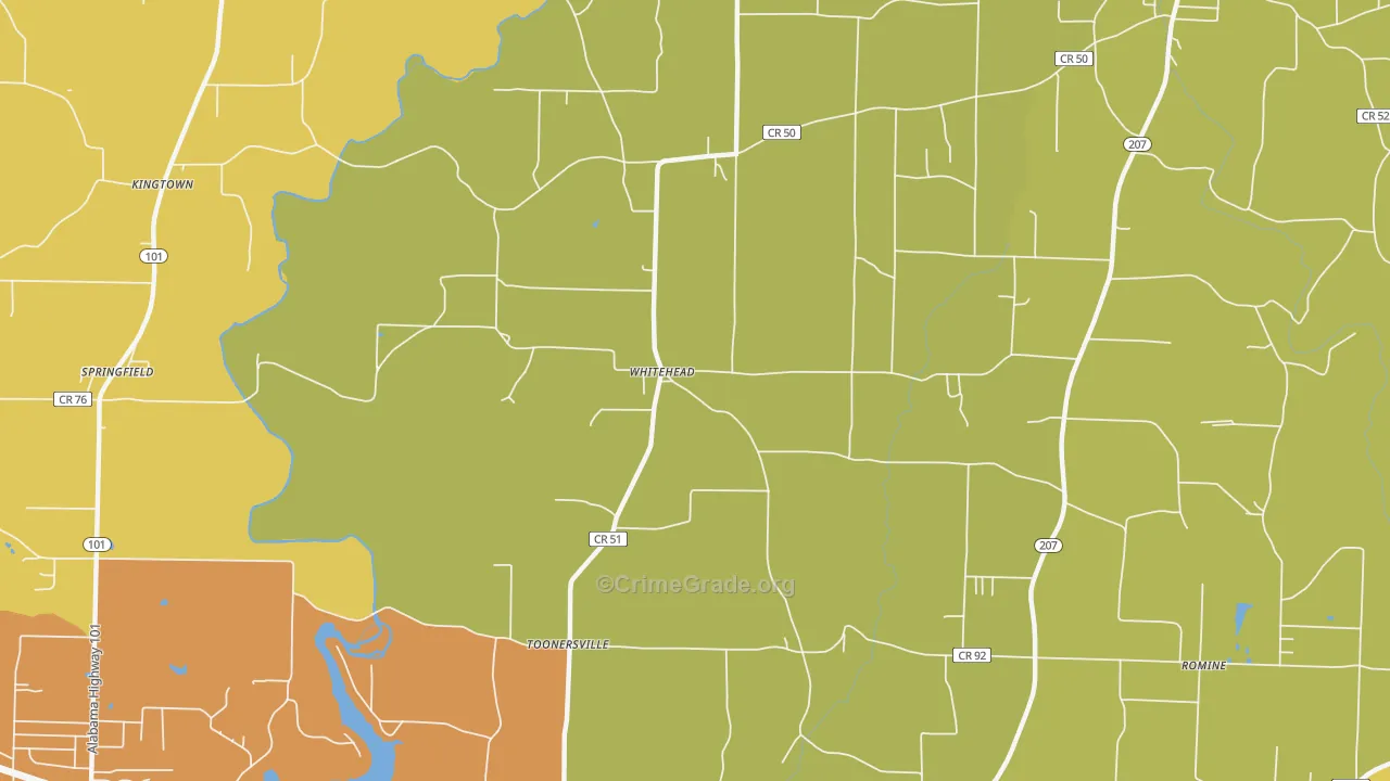 Whitehead, AL Map of Vandalism Rates