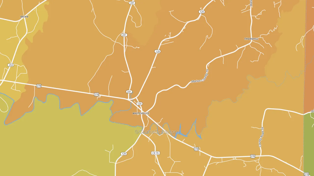 Whitehouse, AL Map of Vandalism Rates