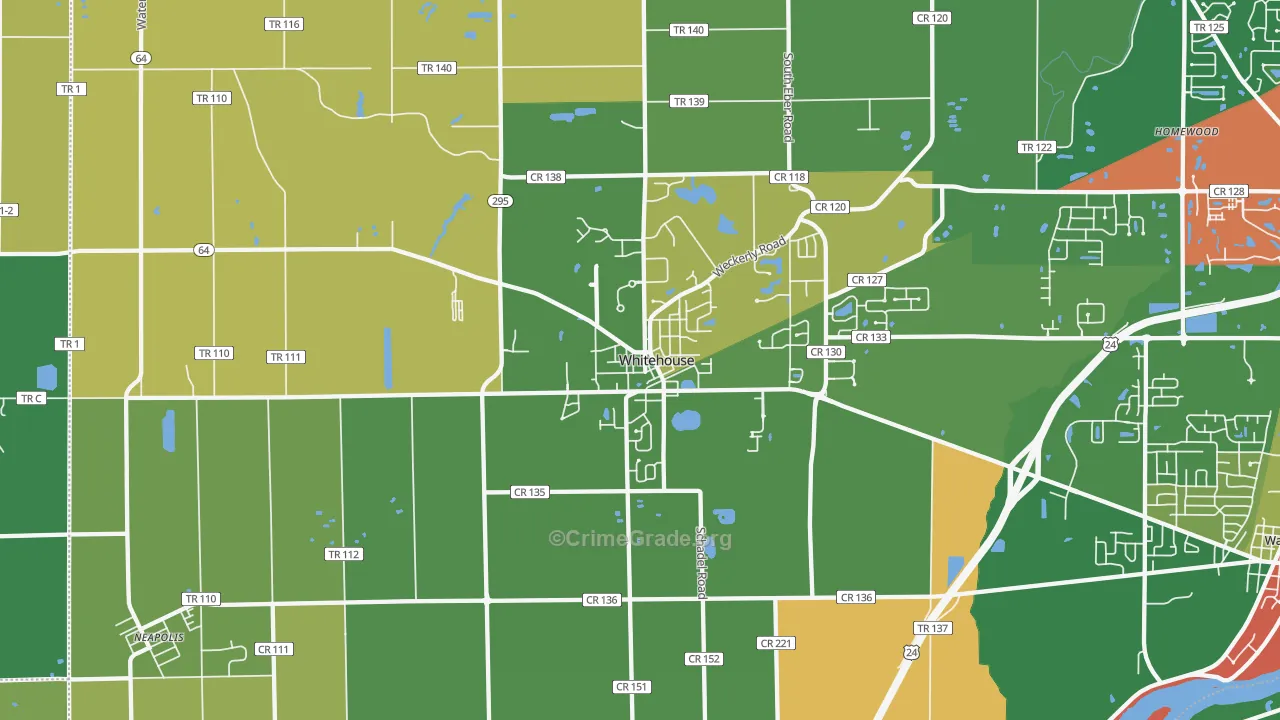 Whitehouse, OH Map of Vandalism Rates