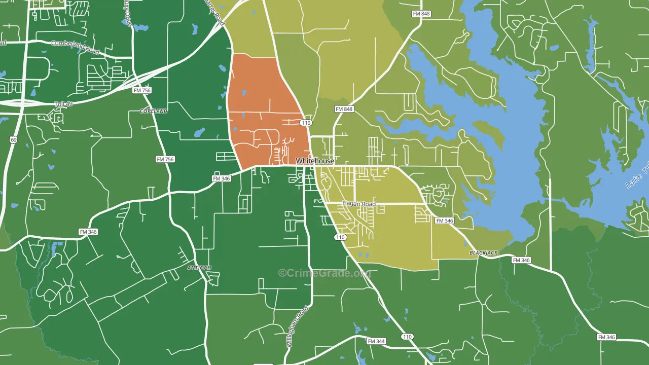 Whitehouse, TX Map of Vandalism Rates