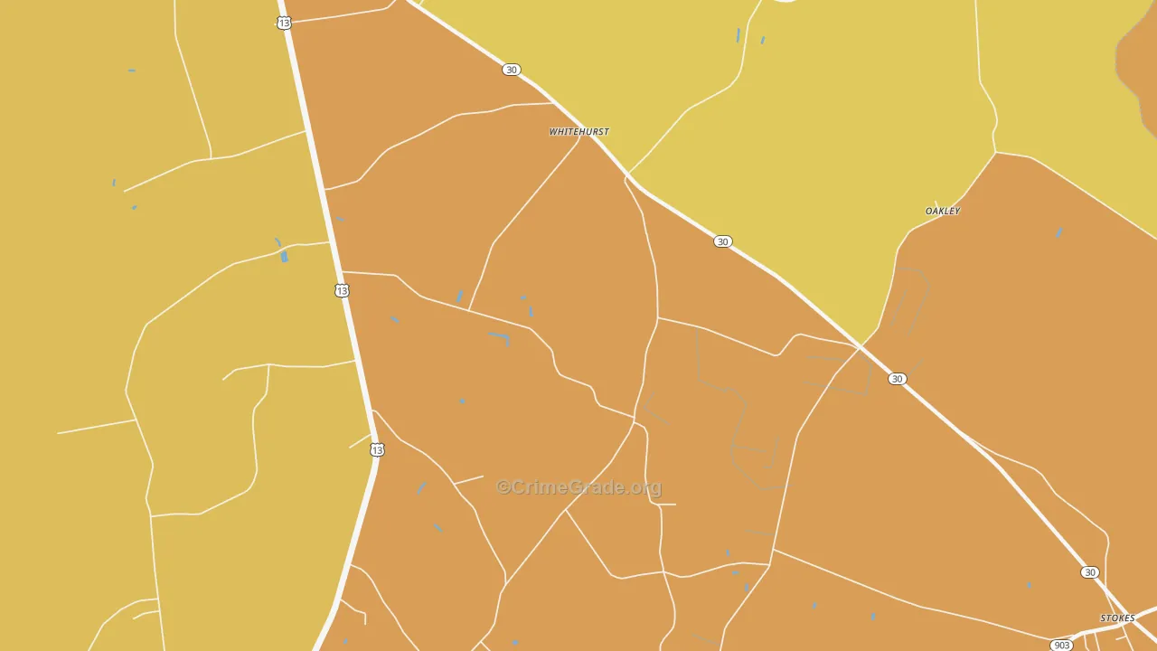 Whitehurst, NC Map of Vandalism Rates