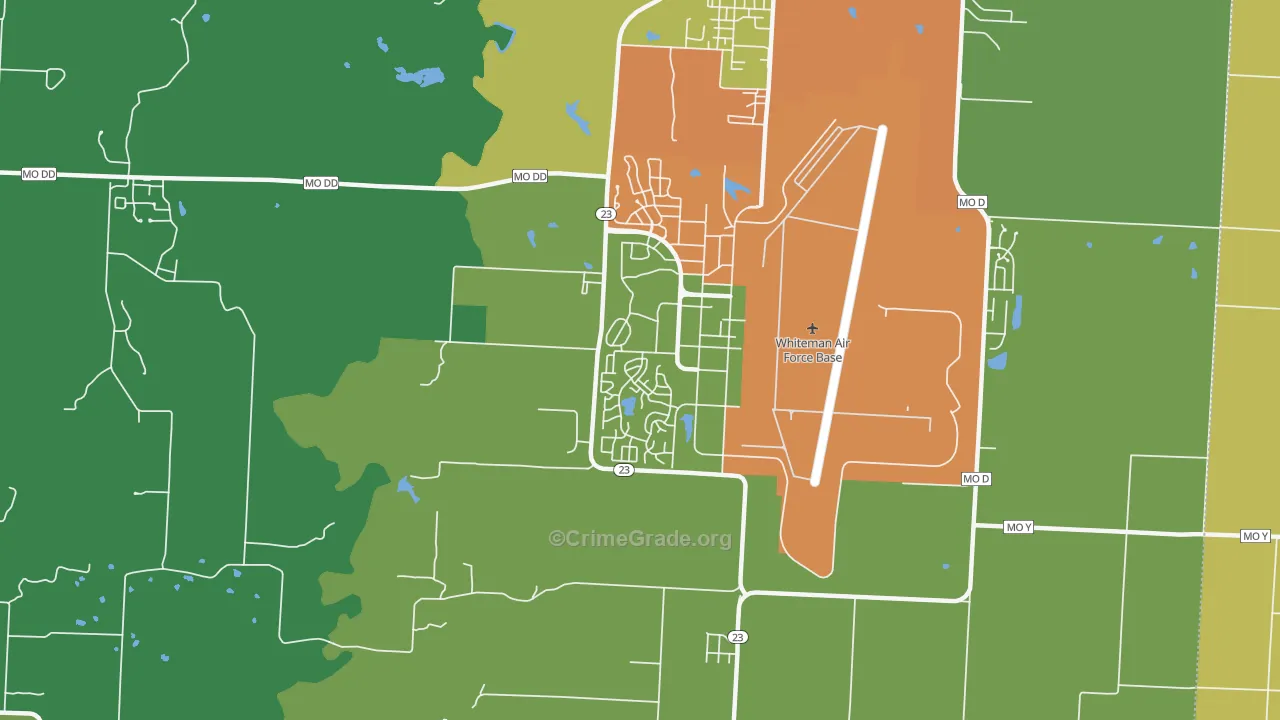 Whiteman AFB, MO Map of Vandalism Rates
