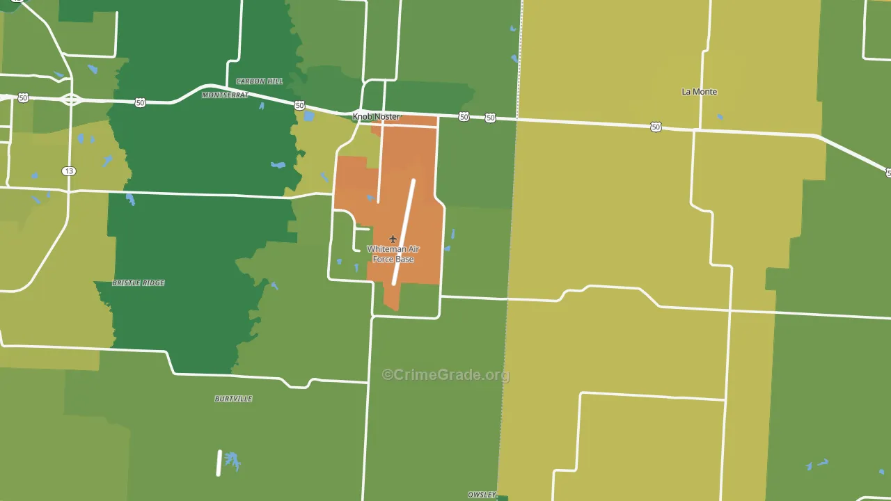 Whiteman Air Force Base, MO Map of Vandalism Rates