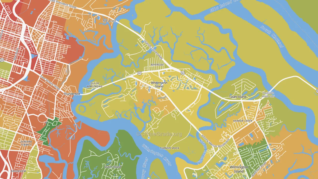 Whitemarsh Island, GA Map of Vandalism Rates