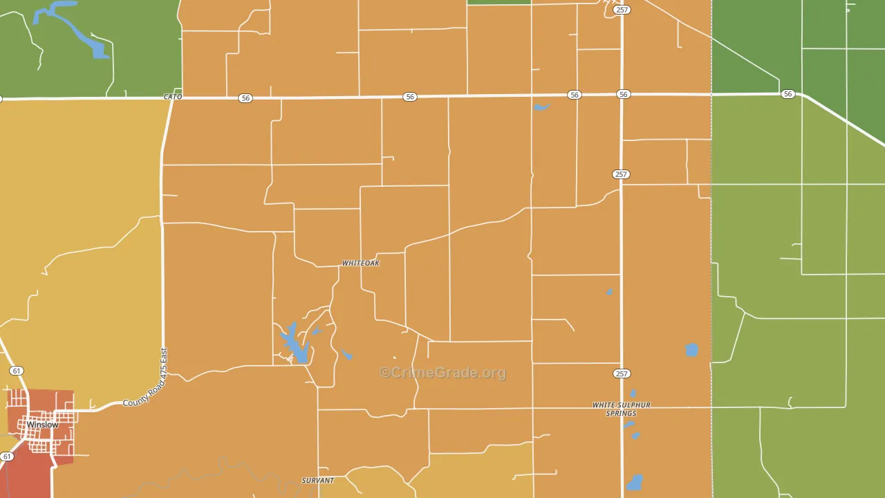 Whiteoak, IN Map of Vandalism Rates