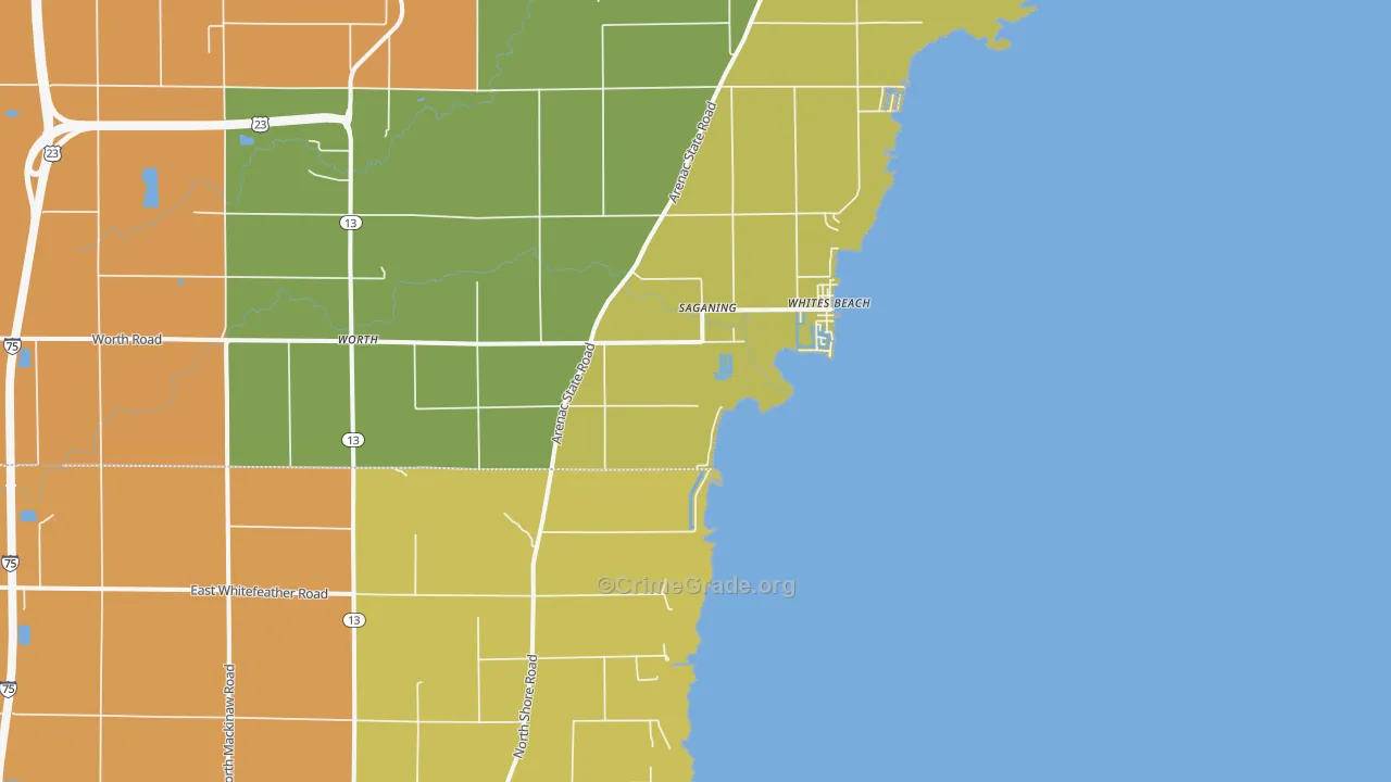 Whites Beach, MI Map of Vandalism Rates