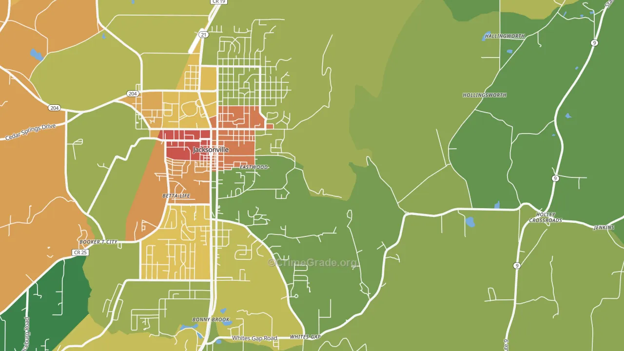 Whites Gap, AL Map of Vandalism Rates
