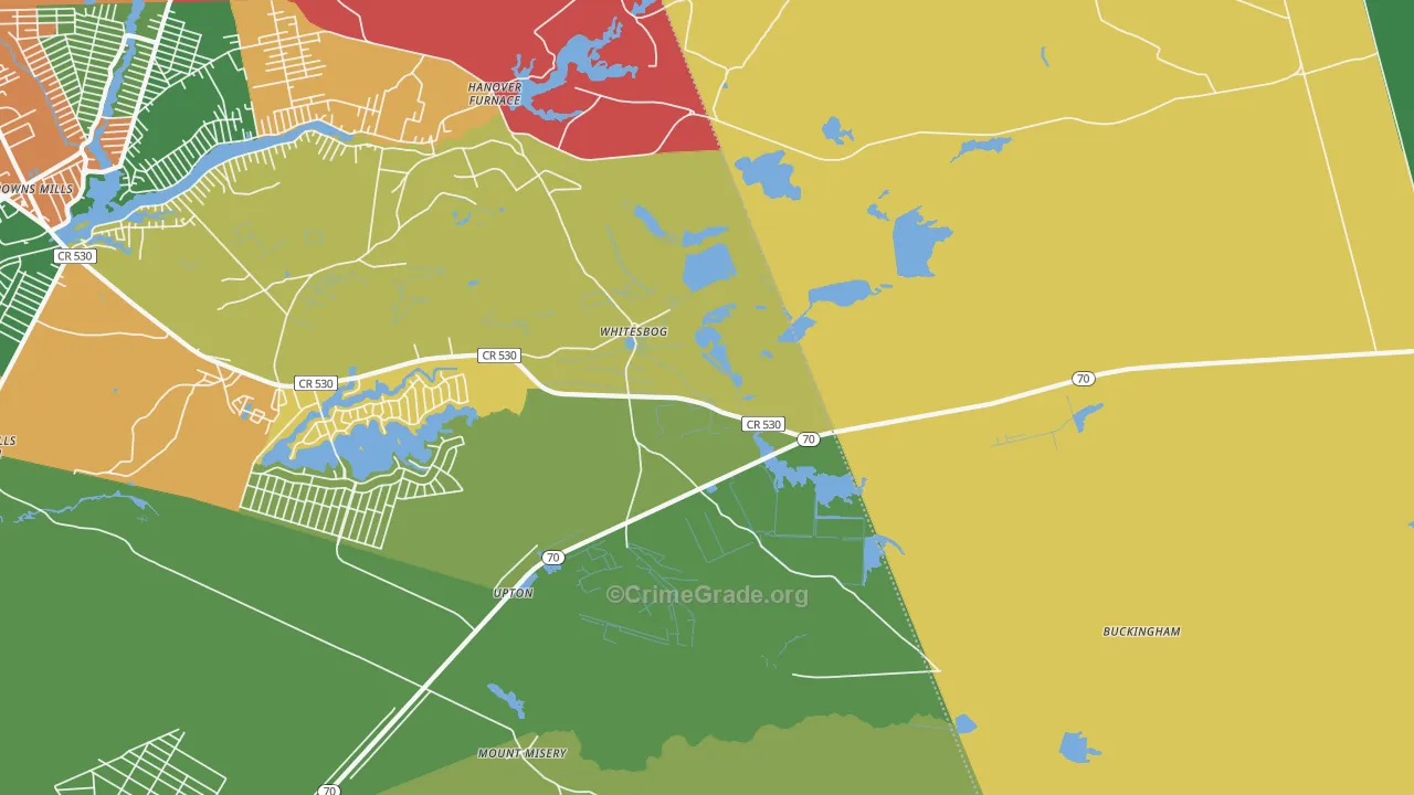 Whitesbog, NJ Map of Vandalism Rates