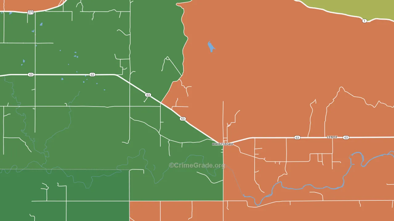 Whitesboro, OK Map of Vandalism Rates