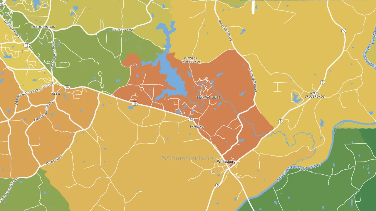 Whitesburg, GA Map of Vandalism Rates