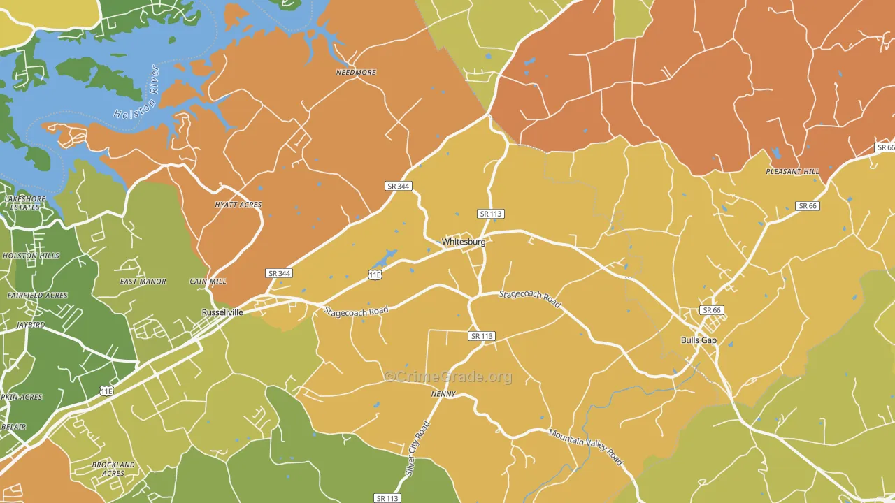 Whitesburg, TN Map of Vandalism Rates