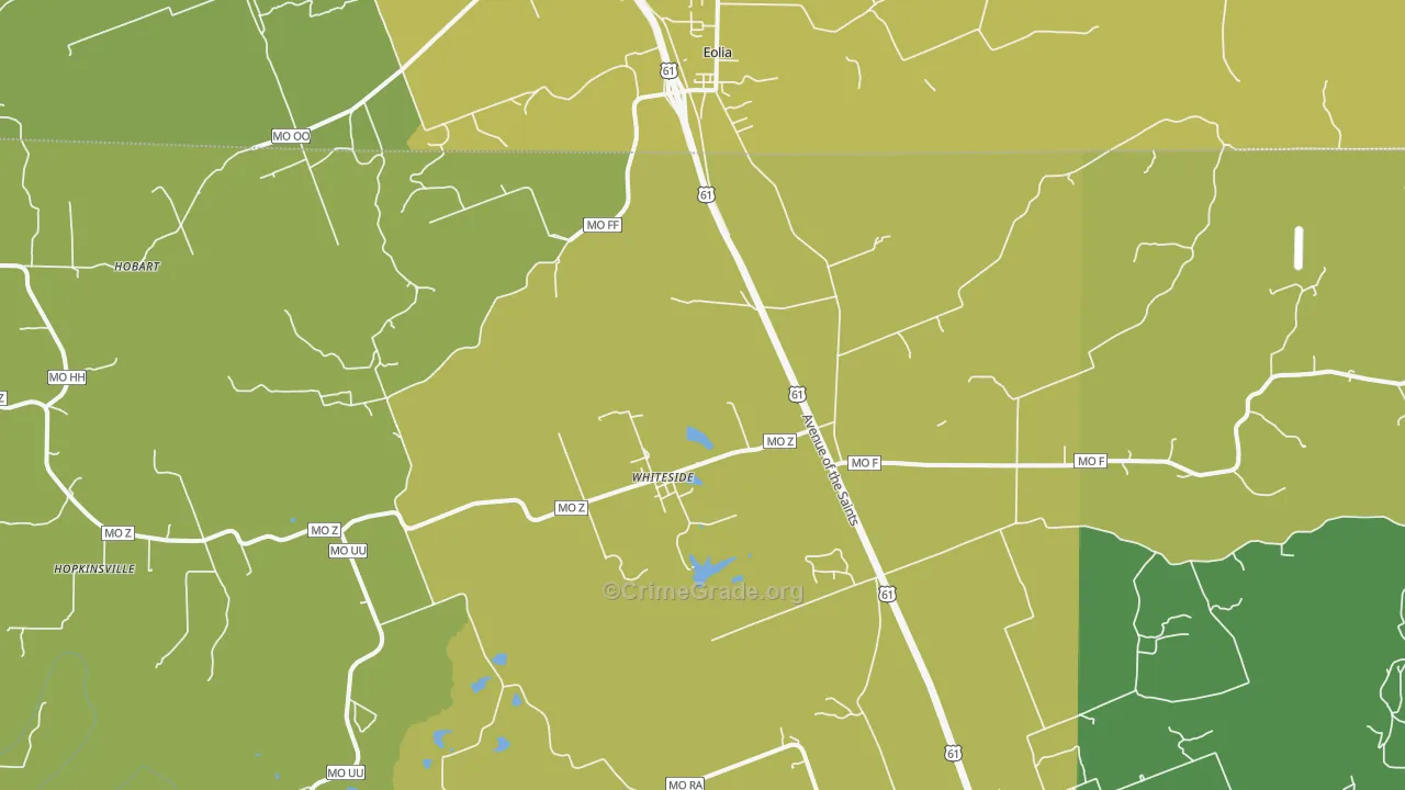 Whiteside, MO Map of Vandalism Rates
