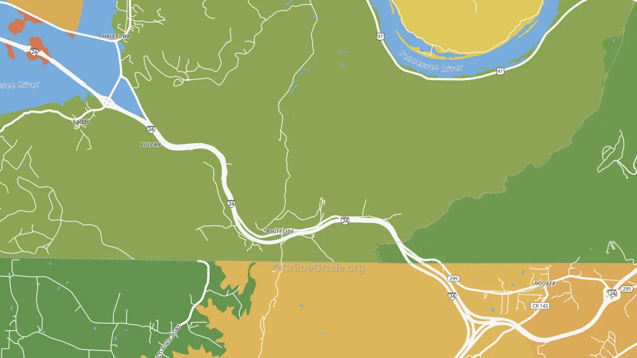 Whiteside, TN Map of Vandalism Rates