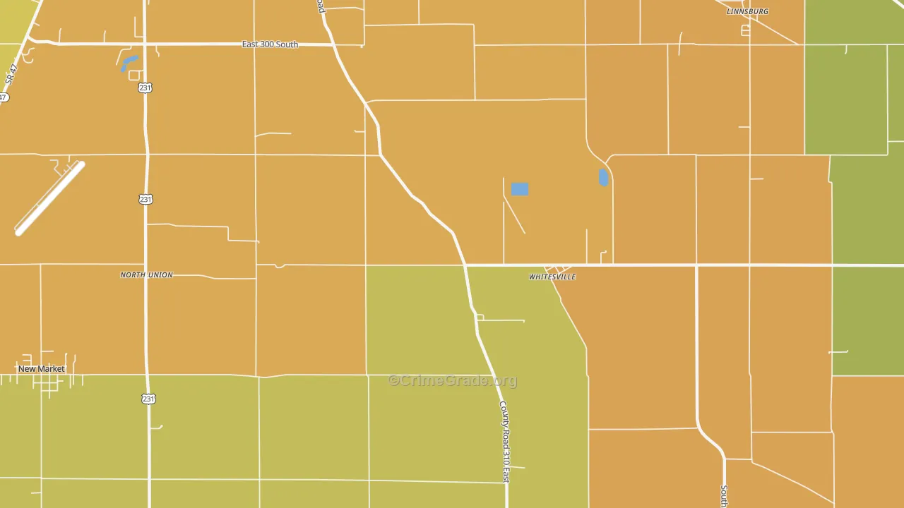 Whitesville, IN Map of Vandalism Rates