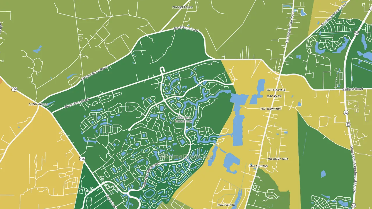 Whitesville, SC Map of Vandalism Rates