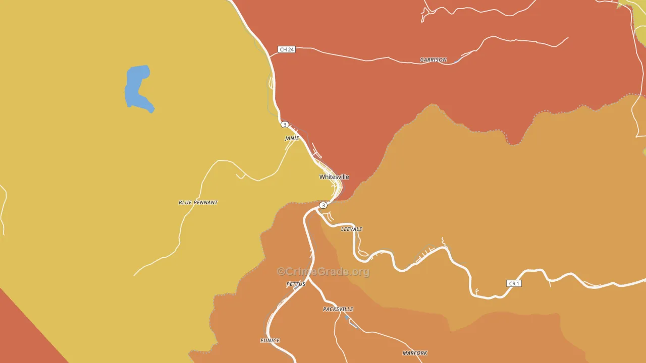 Whitesville, WV Map of Vandalism Rates