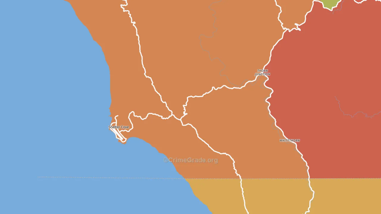 Whitethorn, CA Map of Vandalism Rates
