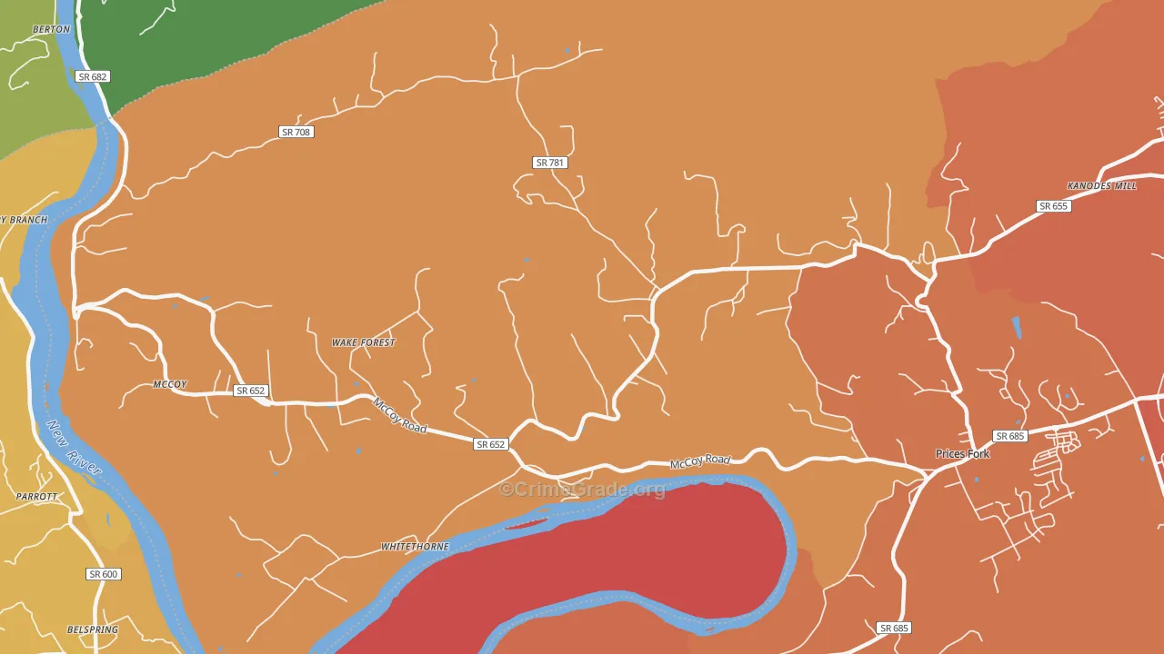 Whitethorne, VA Map of Vandalism Rates