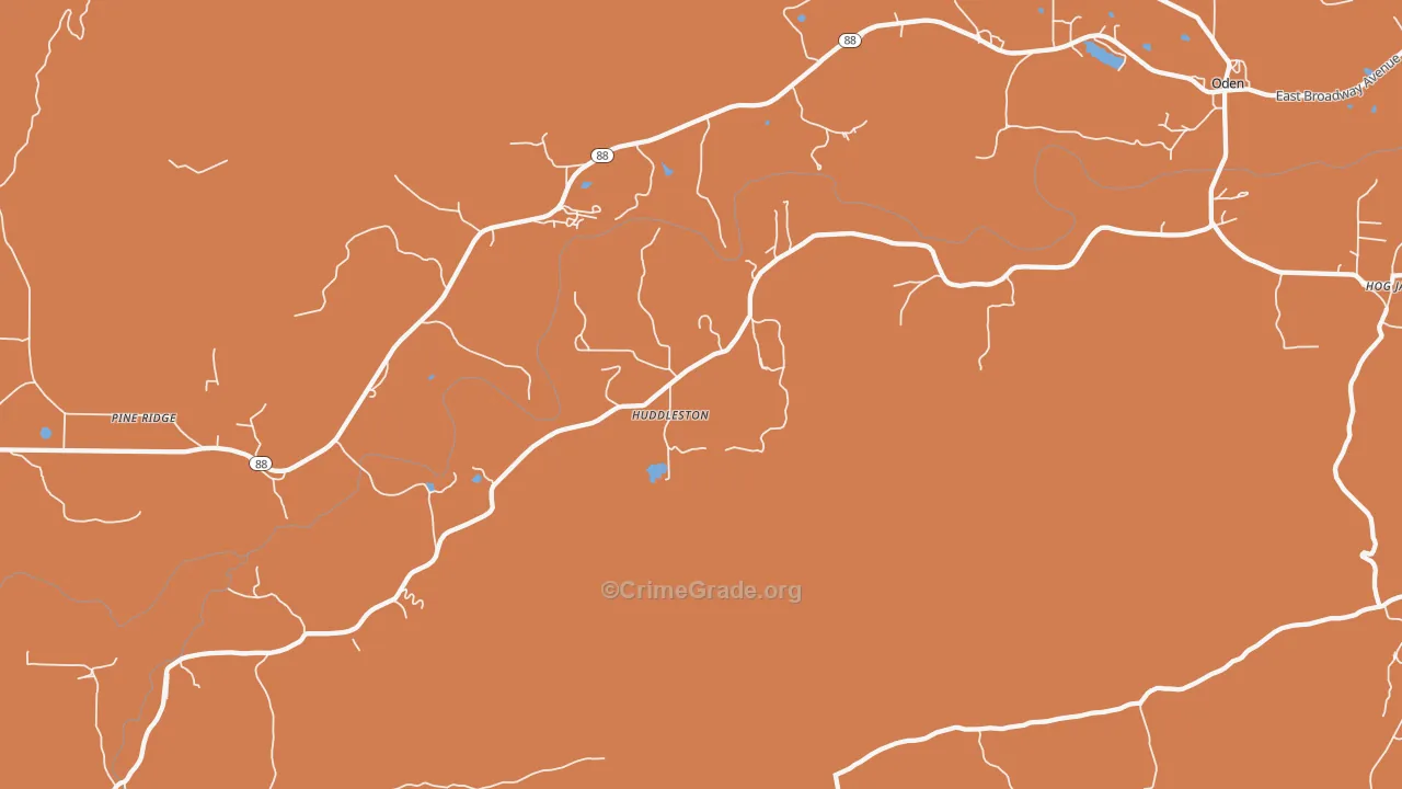Whitetown, AR Map of Vandalism Rates