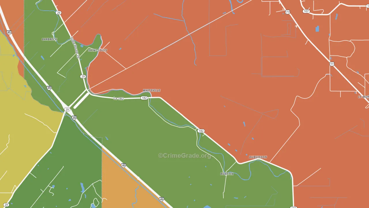 Whiteville, LA Map of Vandalism Rates