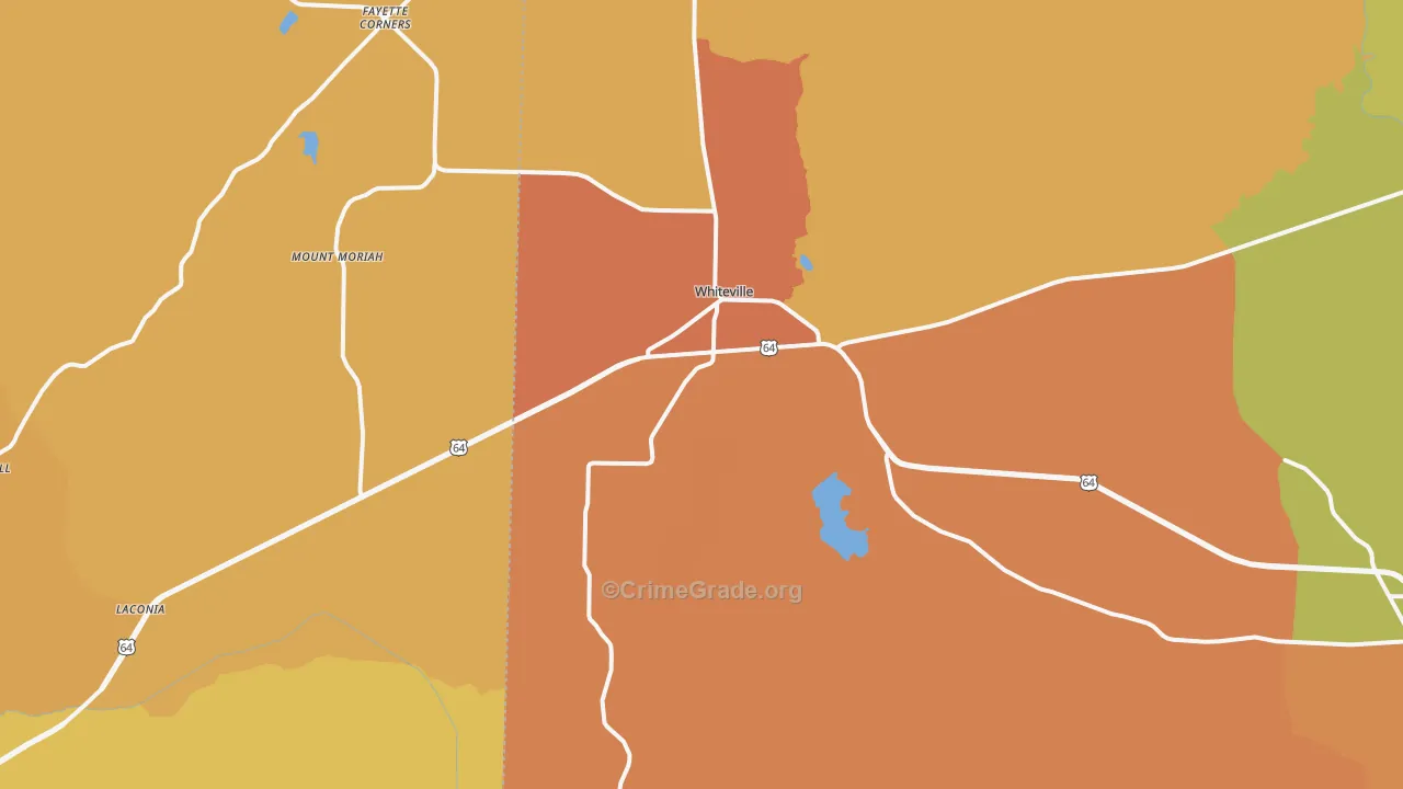 Whiteville, TN Map of Vandalism Rates