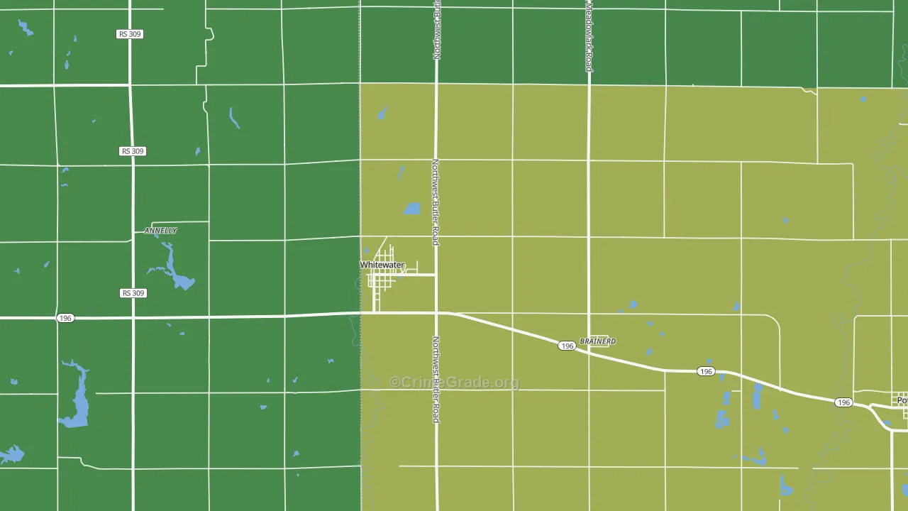 Whitewater, KS Map of Vandalism Rates