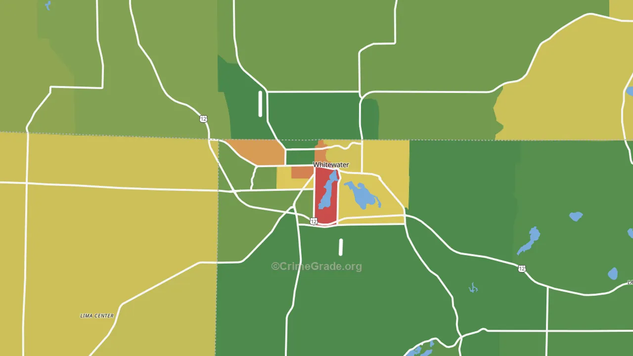 Whitewater, WI Map of Vandalism Rates