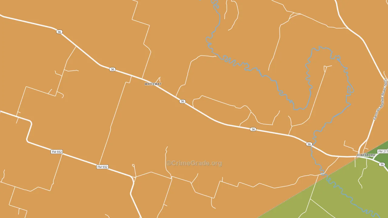 Whiteway, TX Map of Vandalism Rates