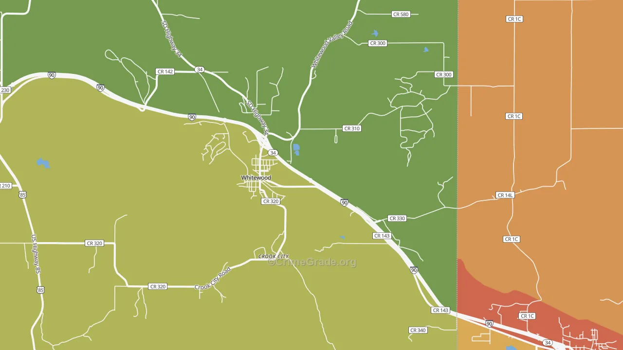 Whitewood, SD Map of Vandalism Rates