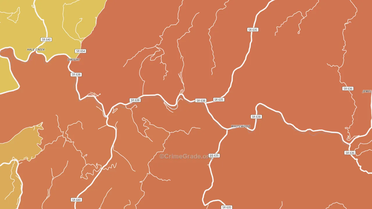 Whitewood, VA Map of Vandalism Rates