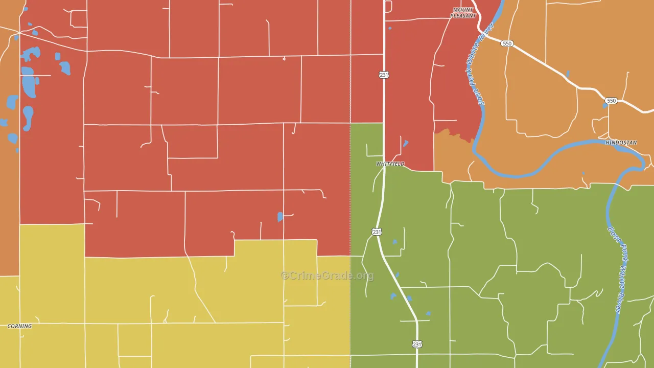Whitfield, IN Map of Vandalism Rates