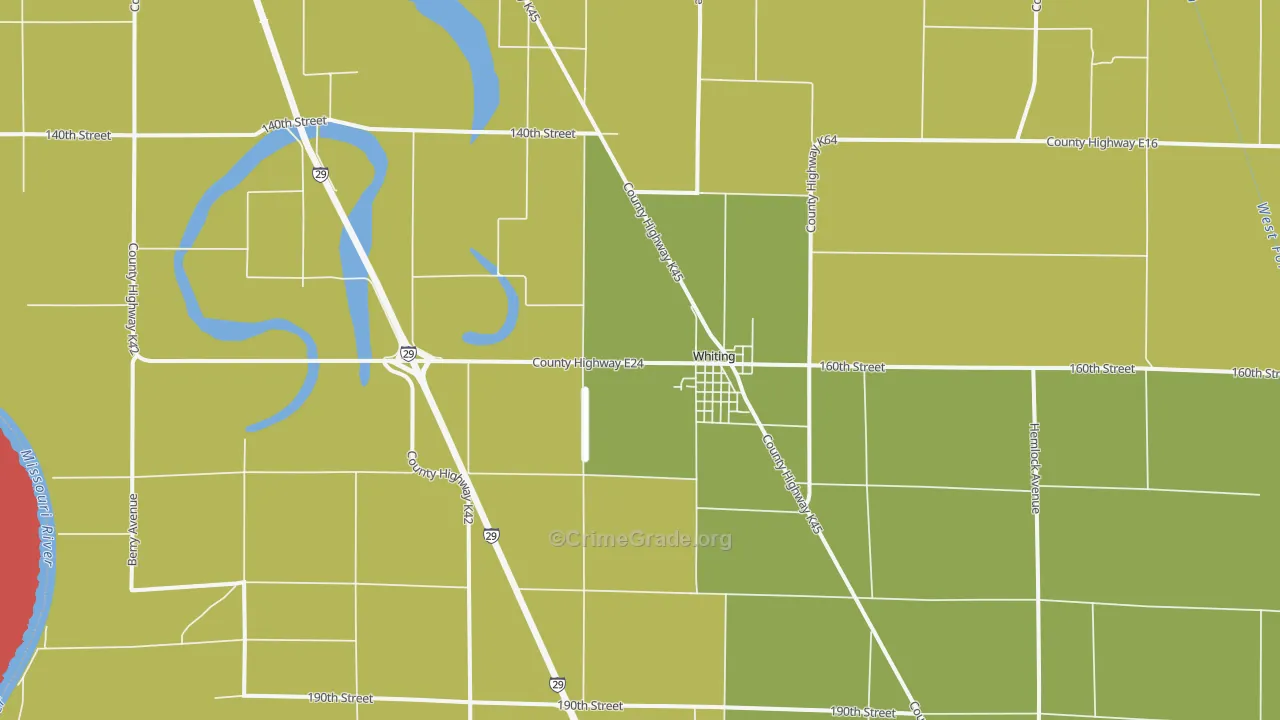 Whiting, IA Map of Vandalism Rates