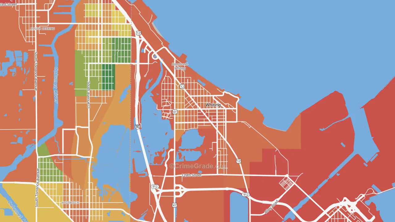 Whiting, IN Map of Vandalism Rates