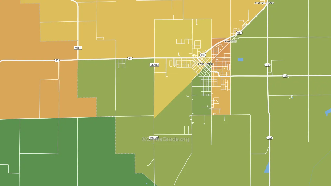 Whiting, MO Map of Vandalism Rates