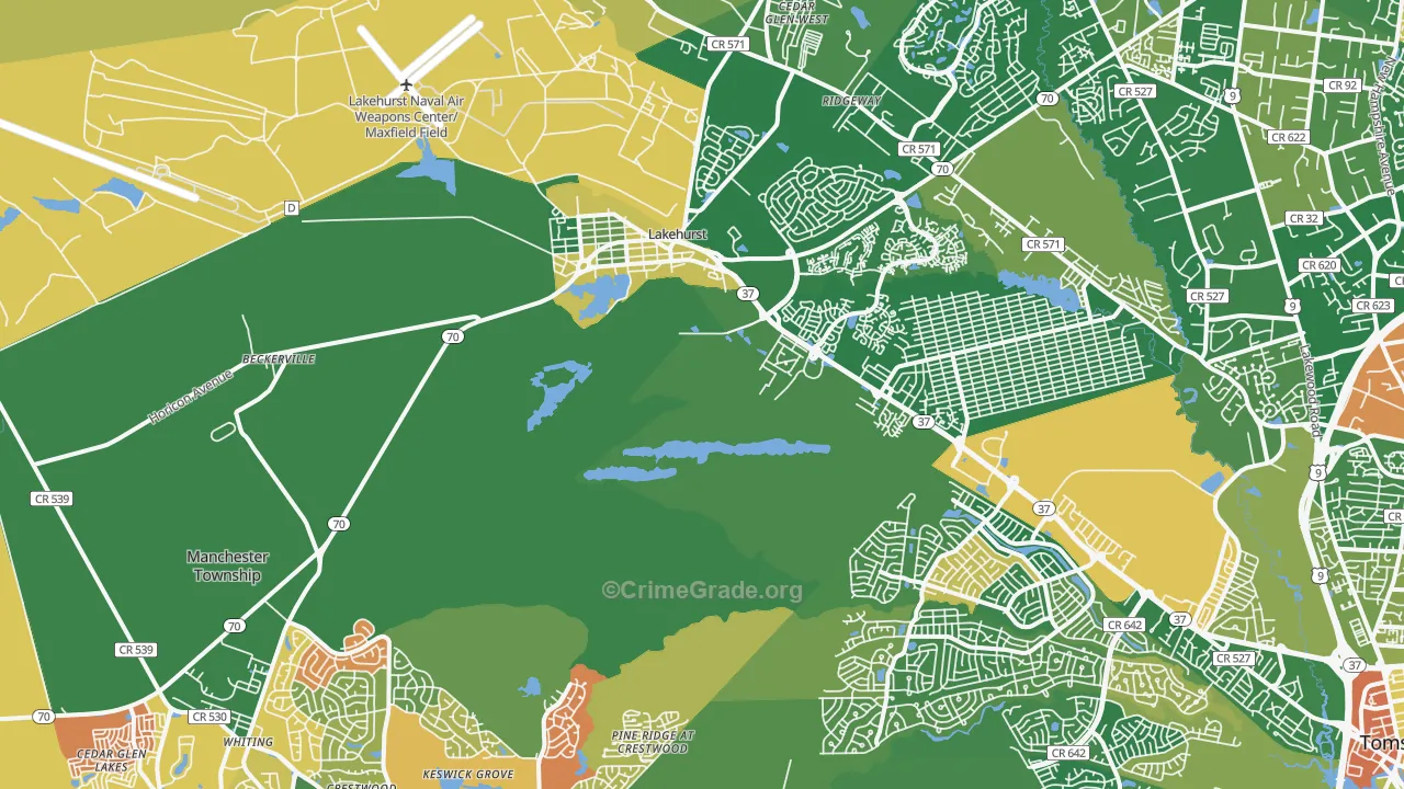 Whiting, NJ Map of Vandalism Rates