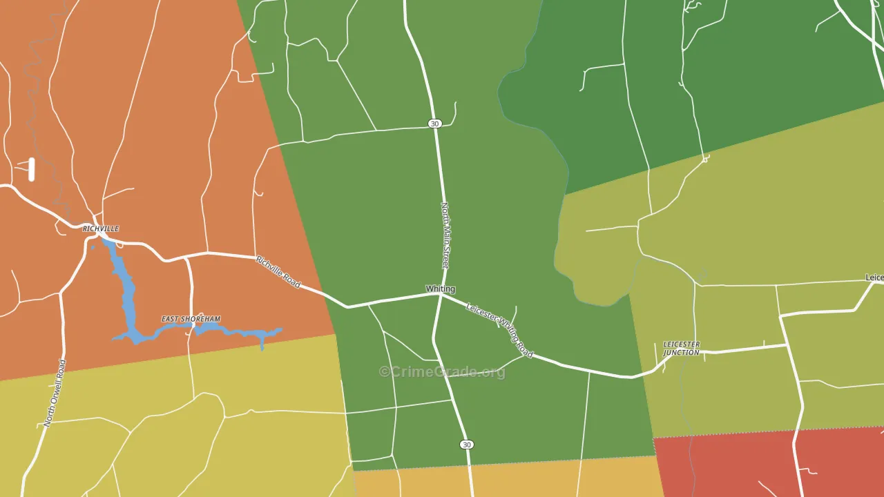 Whiting, VT Map of Vandalism Rates