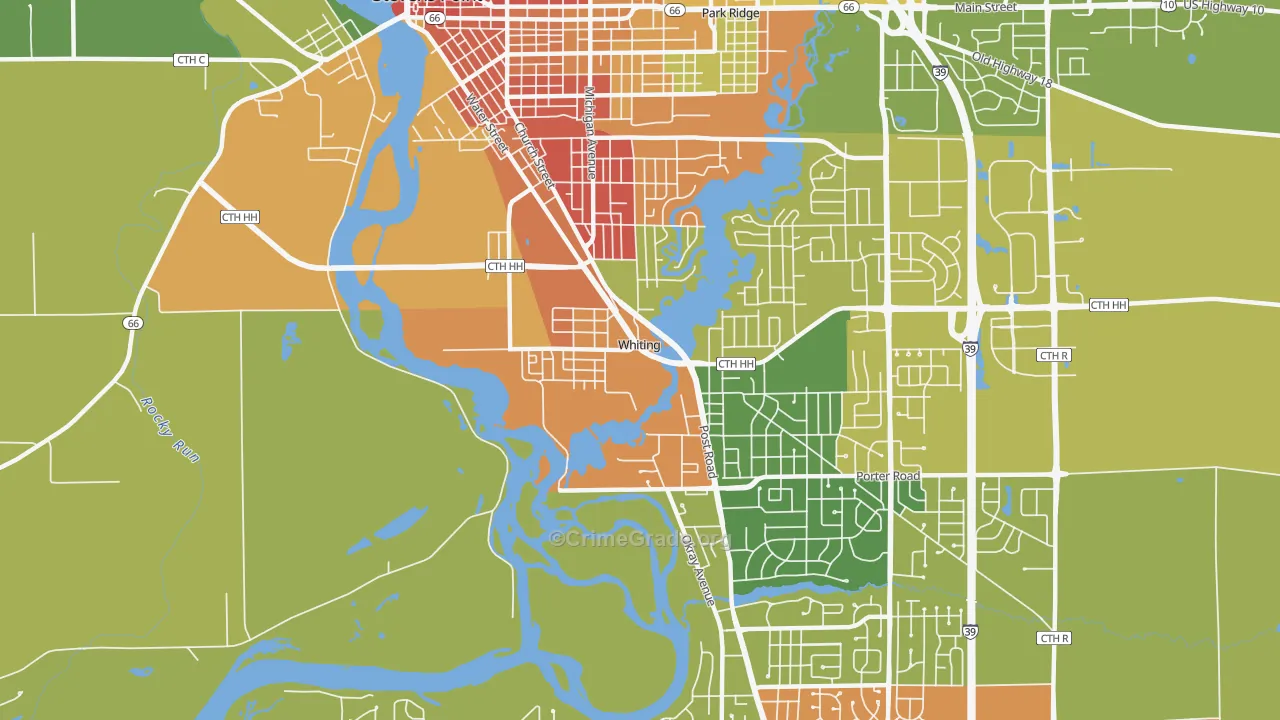 Whiting, WI Map of Vandalism Rates